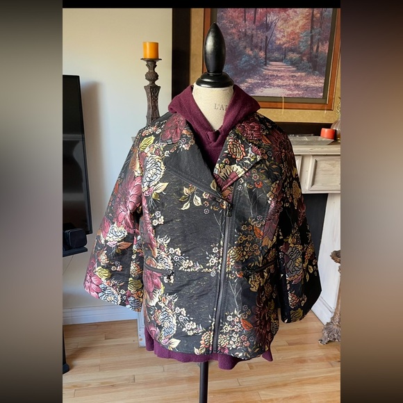 ISAAC MIZRAHI LIVE QVC Metallic Brocade Zippered Jacket Autumnal Colors Sz 14 - Picture 1 of 11